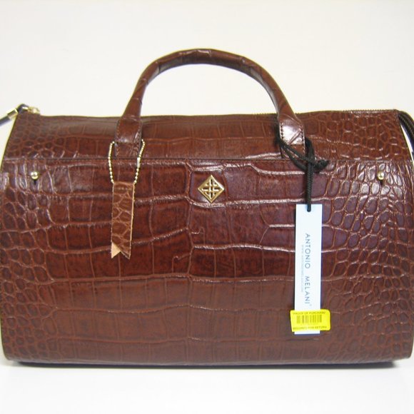 BRAND NEW!!  Crocodile-embossed leather satchel bag by Antonio Melani - Picture 1 of 10